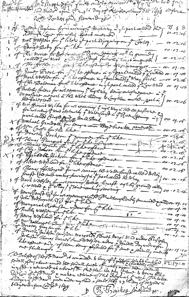 image of original court record for 1698